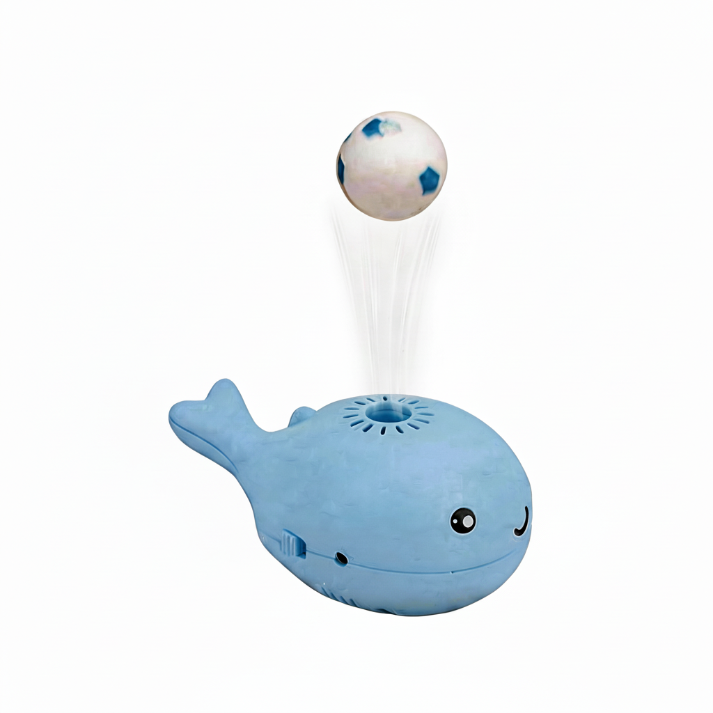 Squeaky Cat Toy – Floating Whale & 2 Balls – Electric Interactive – Blue