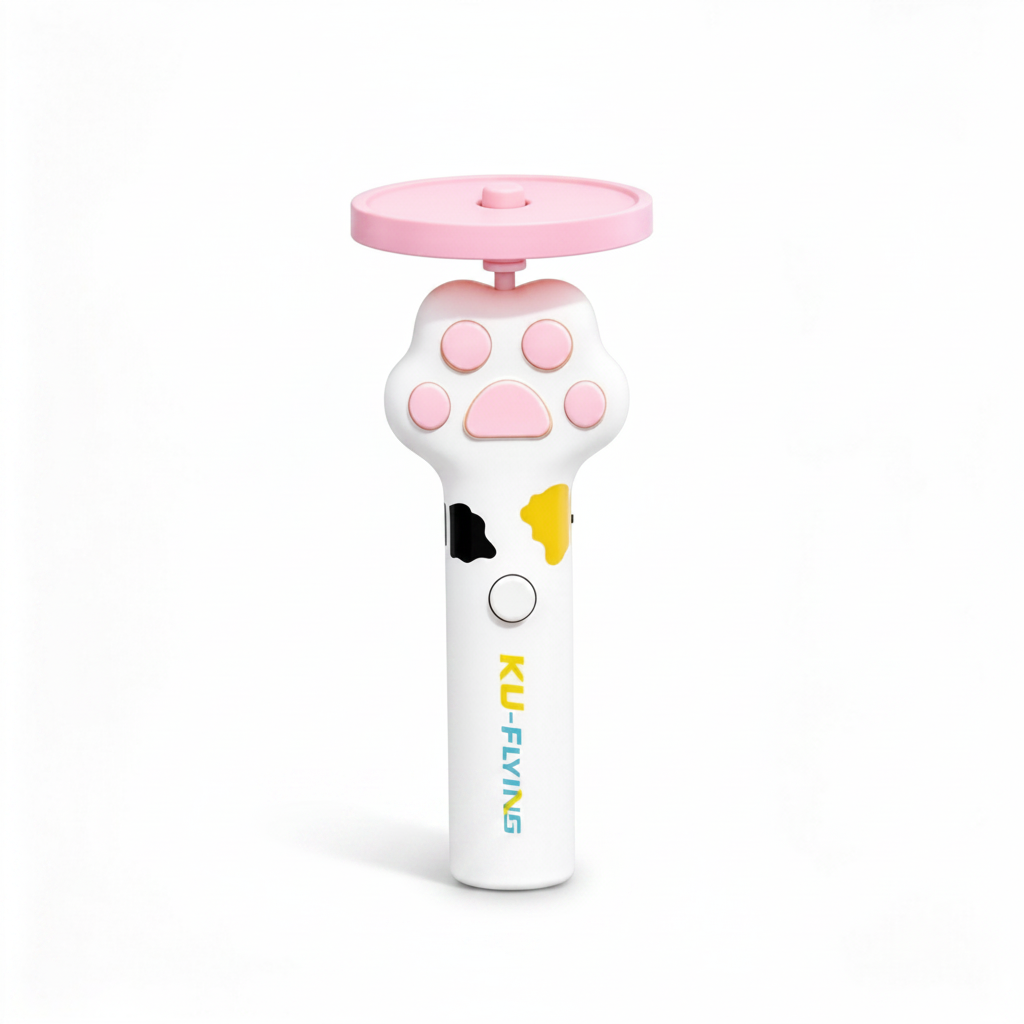 Glow UFO Cat Toy – LED & Electric – Flying Disc – White/Yellow