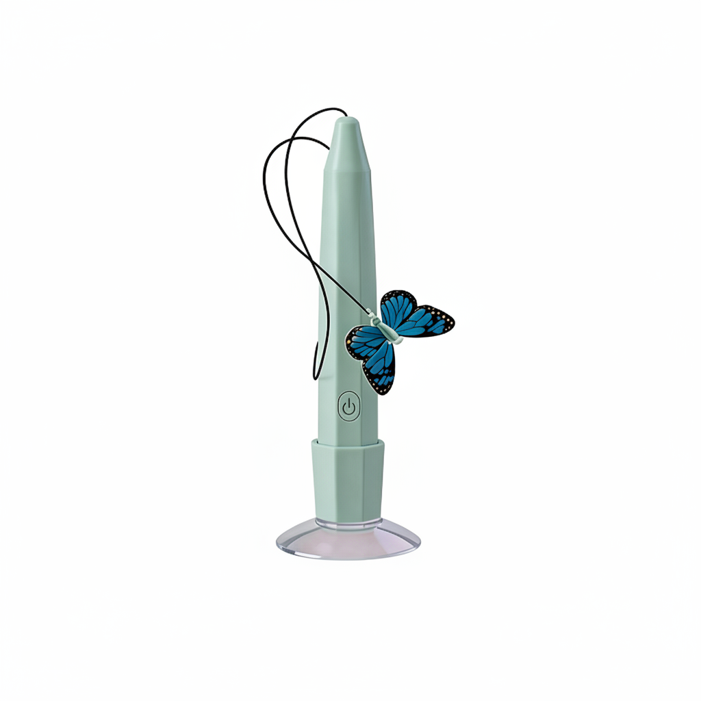 Electric Butterfly Cat Toy – Fluttering Wand & Dental Chew – Green